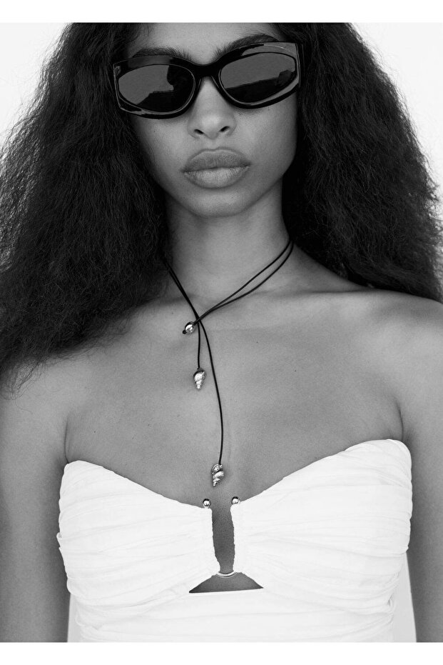 Metalik Detaylı Drape Elbise - 6