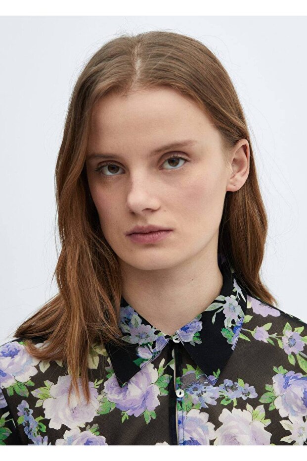 Yarı transparan desenli gömlek - 6