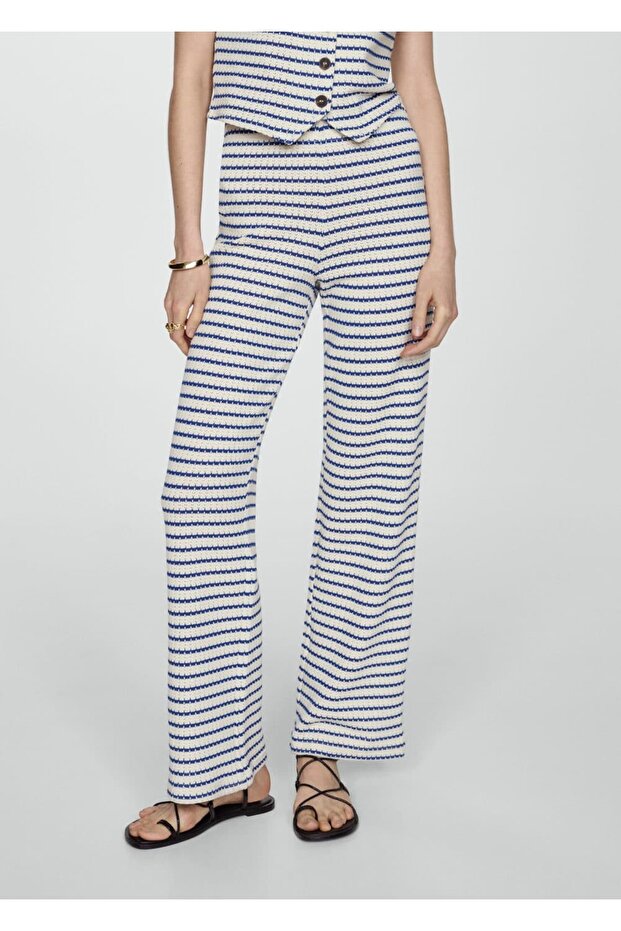 Çizgili kroşe pantolon - 1