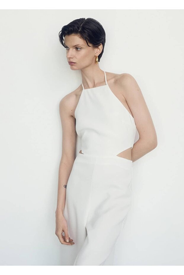 Delikli halter yaka tulum - 6