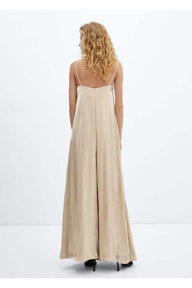 Yırtmaçlı saten tulum - 4