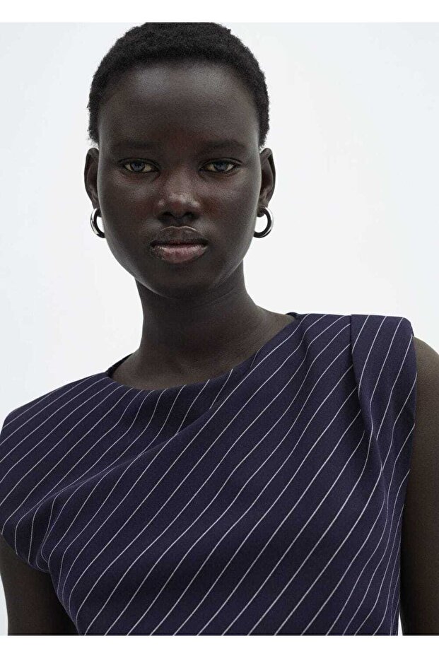 Çizgili Kısa Elbise - 5