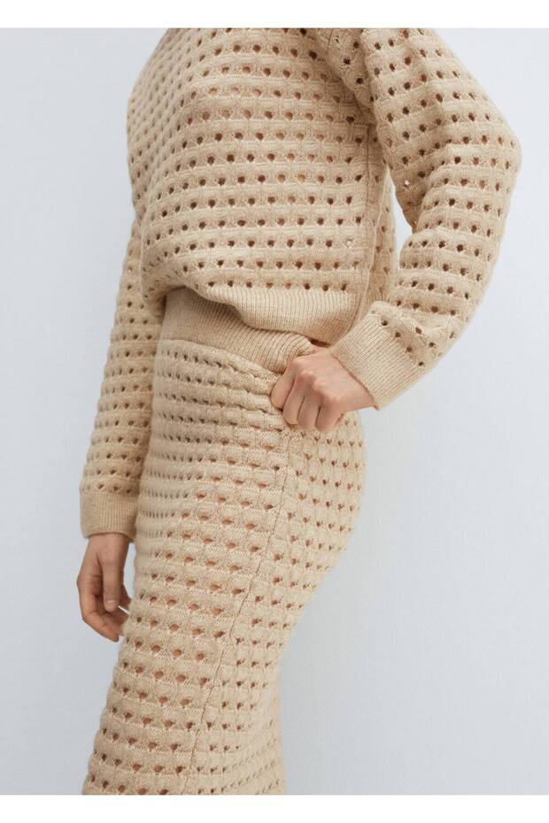 Ajur detaylı triko kazak - 5