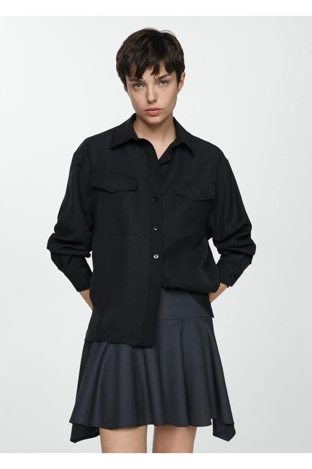 Göğüs cepli modal gömlek - 1