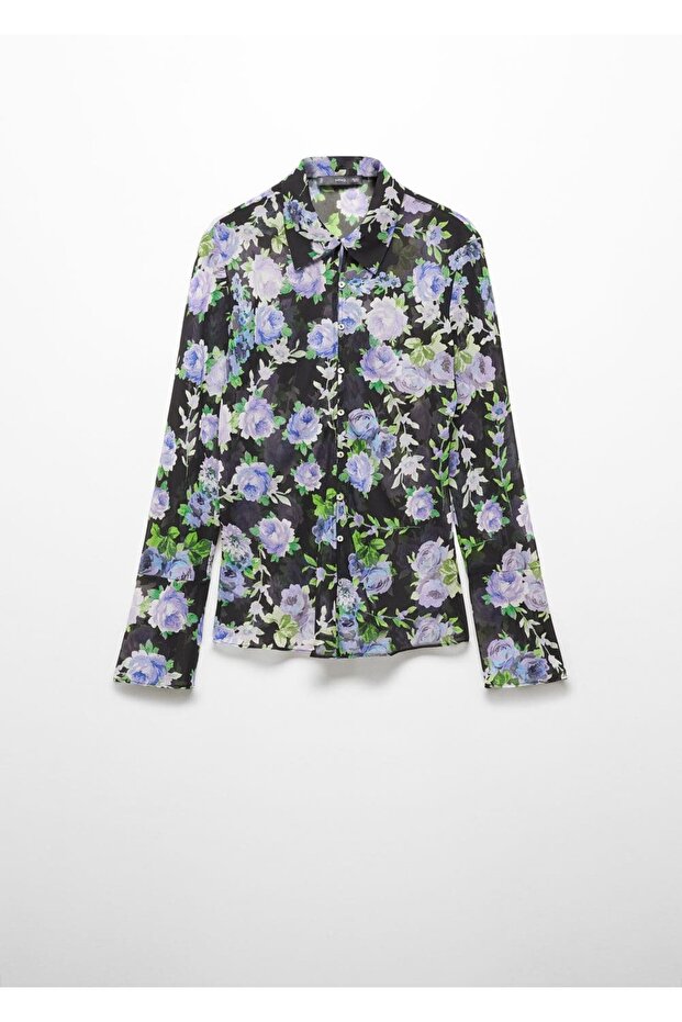 Yarı transparan desenli gömlek - 3