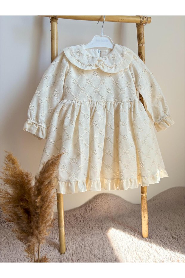 Baby Girl Child Guipure Bebe Collar Birthday Party Wedding Special Day Tulle Lined Princess Evening Dress