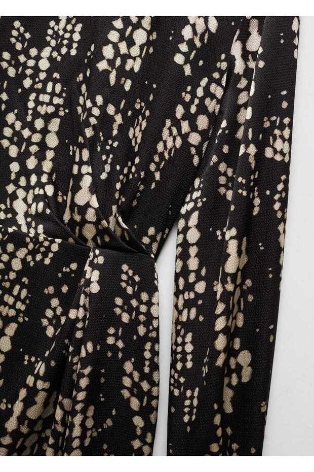 Desenli pilili elbise - 7