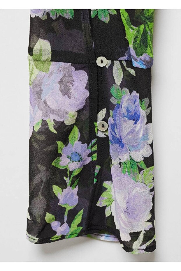 Yarı transparan desenli gömlek - 5