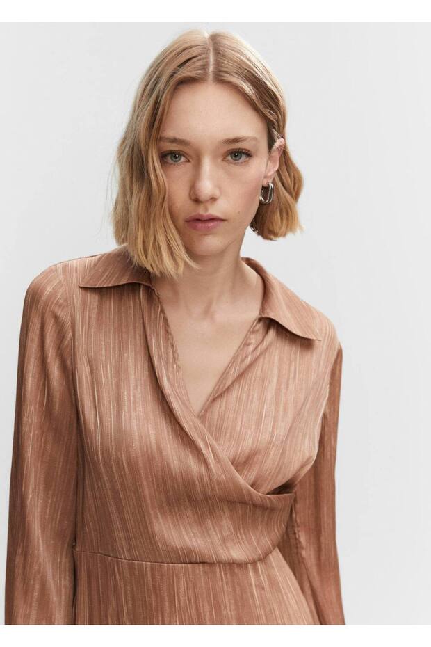 Saten Gömlek Elbise - 6