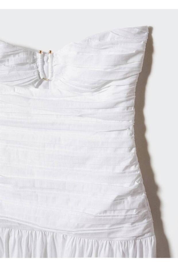 Metalik Detaylı Drape Elbise - 5