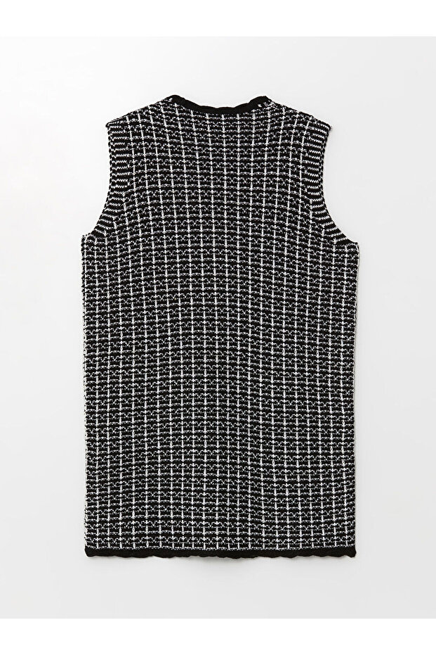 Lcwk V Yaka Ekose Kadın Triko Yelek - 2