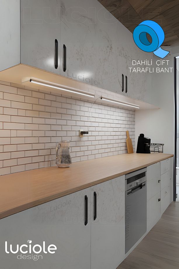 Mutfak tezgah altı  led ışık bar  aç kapa beyaz yapışkanlı 1 metre - lambader Lbeyaz1 - 5