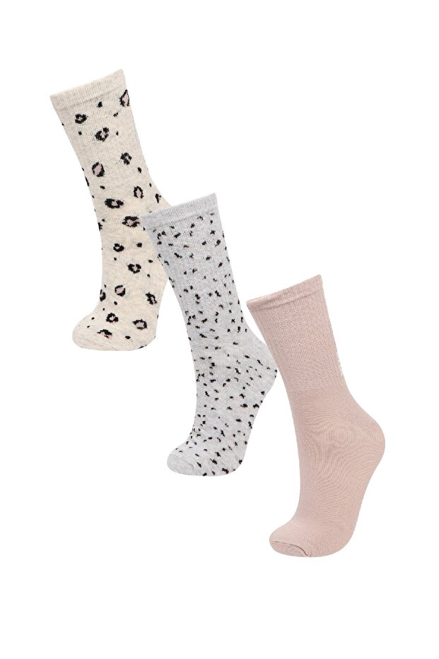 Women's Comfortable Elastic 3-Piece Cotton Long Socks D0539Axns