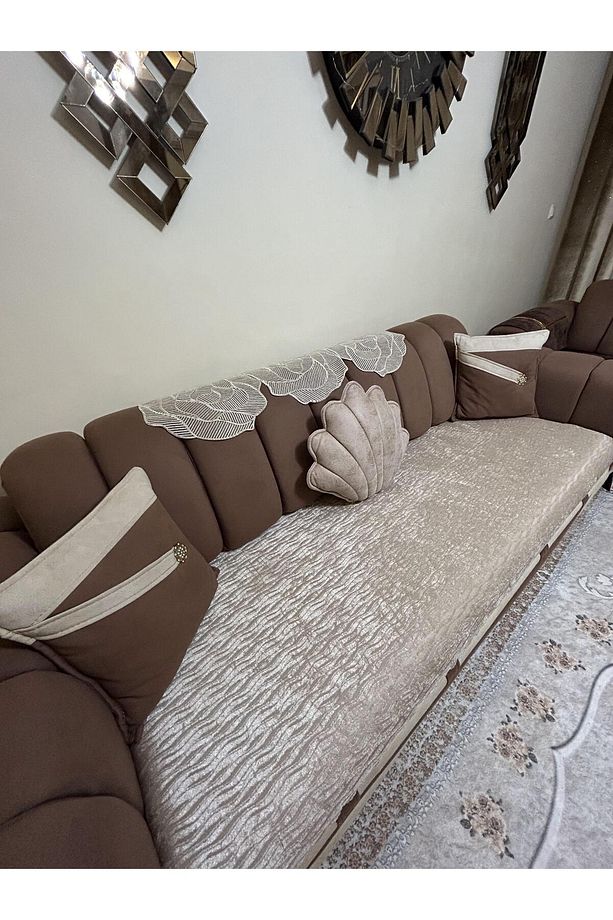 Süngerli Koltuk Örtüsü Yeni Modakapiçino Rengi 1 Adet 210*170 Cm - 6