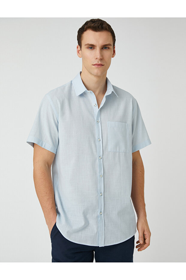 Summer Shirt Short Sleeve Pocket Detailed Classic Collar
