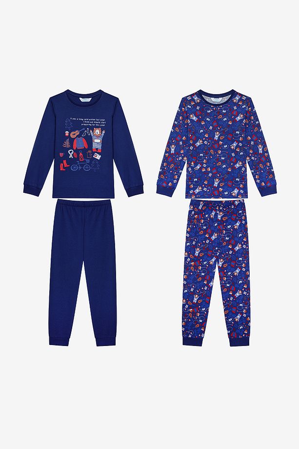 Erkek Çocuk Style 2li Lacivert Pijama Takımı - 1