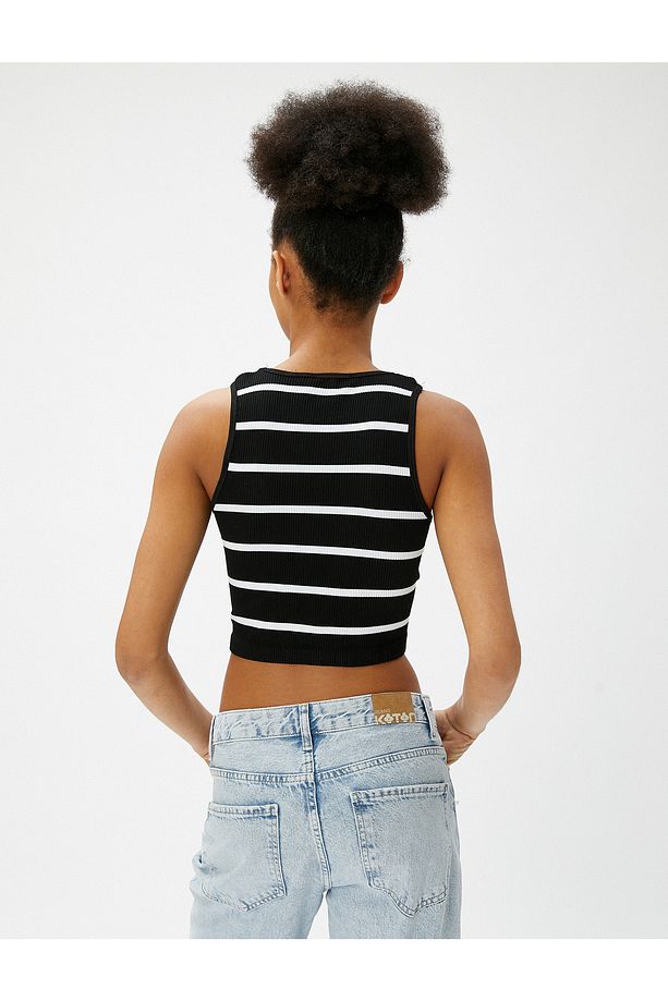 Crop Fitilli Atlet Basic Halter Yaka - 4