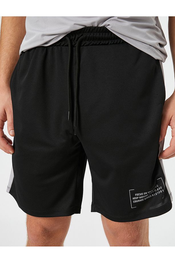 Spor Şort Beli Bağcıklı Slogan Baskılı - 5