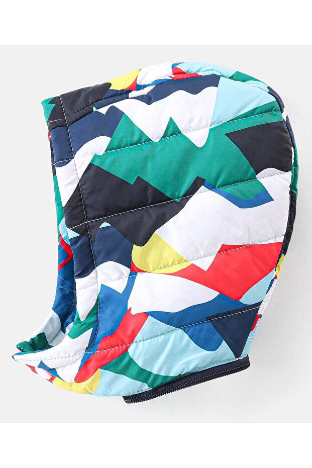 Full Sleeves Jacket with Removable Hood &  Abstract Print - Multicolour - 4