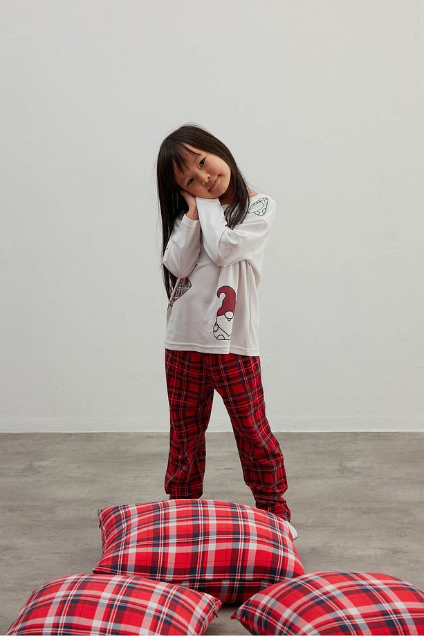 Kız Çocuk Pamuklu Uzun Kollu Pijama Takımı - 2