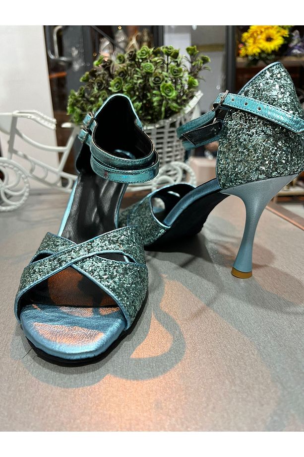 CAMGÖBEGİ MASKE MODEL ÇİFT BANTLI KAPALI TOPUK 8,5 CM 13 PONT BOYU TANGO,DANS VE ABİYE AYAKKABISI - 1