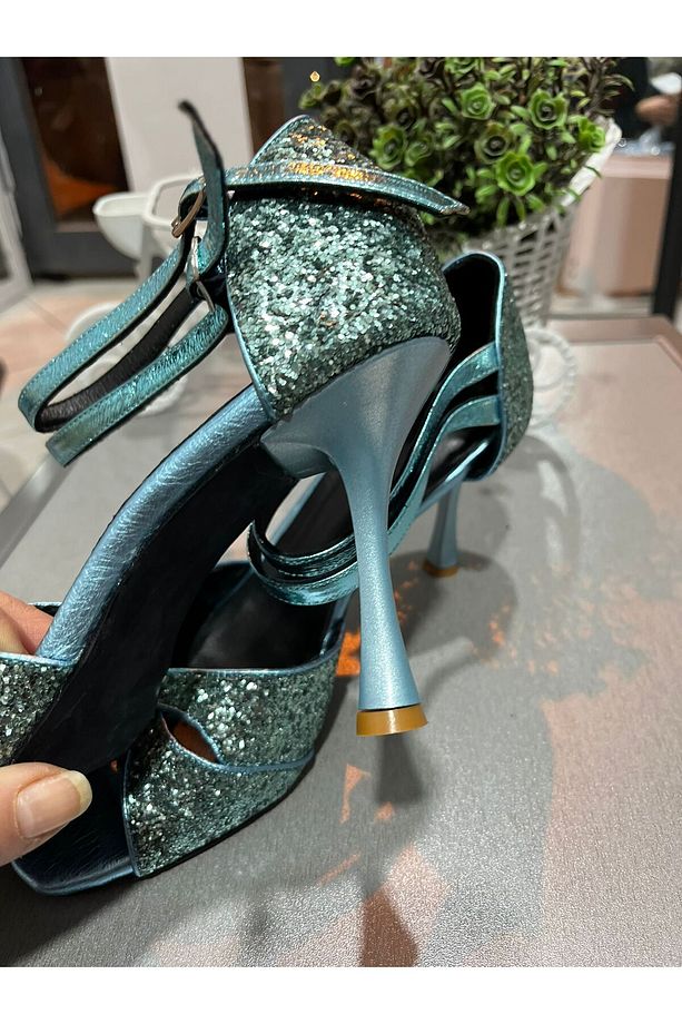 CAMGÖBEGİ MASKE MODEL ÇİFT BANTLI KAPALI TOPUK 8,5 CM 13 PONT BOYU TANGO,DANS VE ABİYE AYAKKABISI - 6
