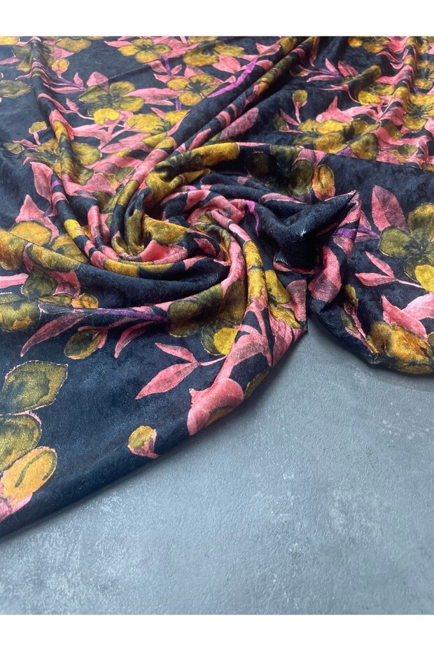 Pastel Desen Elbiselik Kadife Kumaş Ürünümüz Adet Olarak Satılır 1 Adet 1 Metre - 4