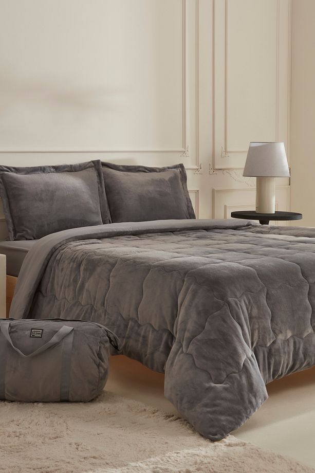 Flufy Tek Kişilik Soft Dream Comfort Set Antrasit - 2