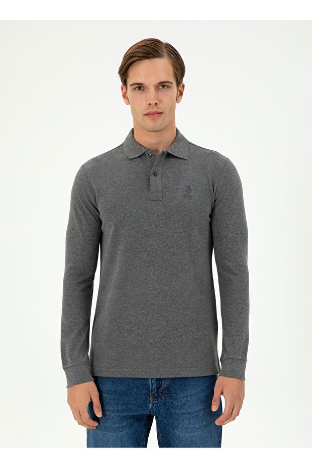 U.S. Polo Assn. Classic Collar Anthracite Melange Men's Sweatshirt G081Sz082.000. 1926959