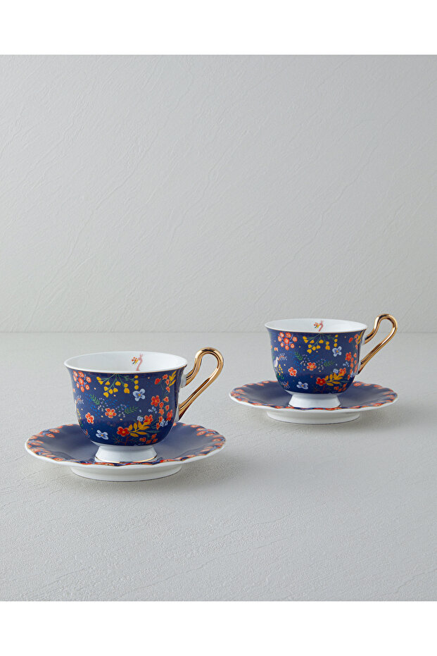 Lavinia New Bone China 4 Piece 2-Person Cup Set 220 ml Navy Blue