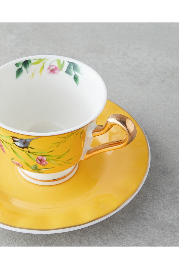 Vanilla Mood New Bone China 12 Parça 6 Kişilik Kahve Fincan Takımı 90 ml Sarı - 4