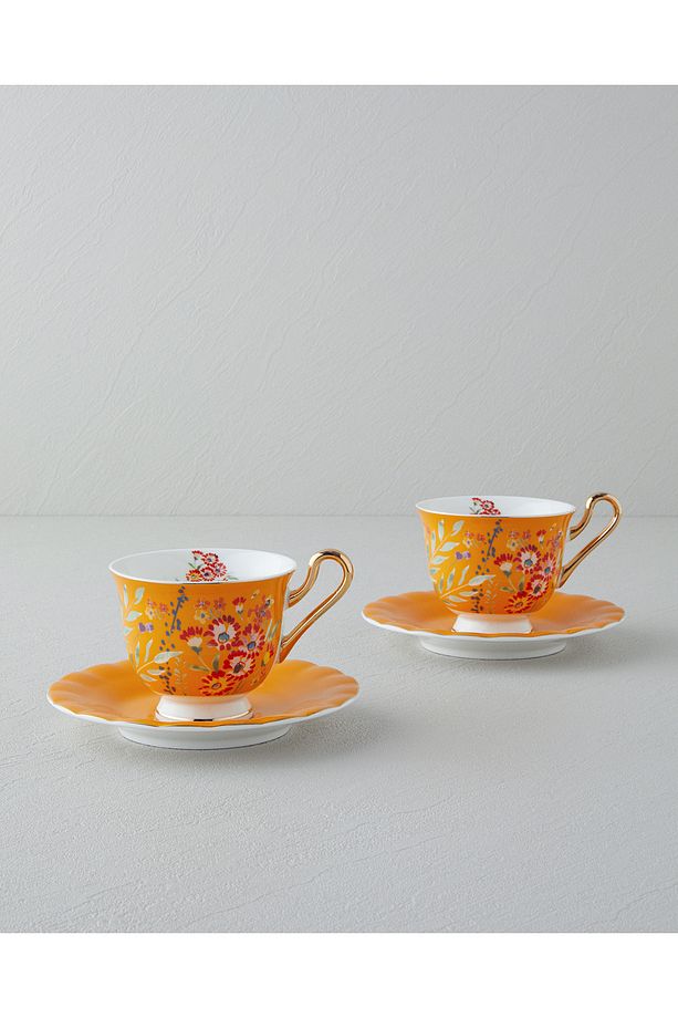Miranda New Bone China 4 Parça 2 Kişilik  Fincan Takımı 220 ml Turuncu - 1