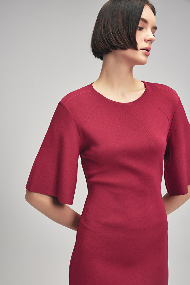 Kısa Kol Triko Elbise - 3