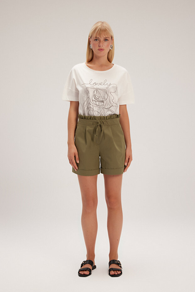 Beli Fırfırlı Önden Bağcıklı Şort - 1