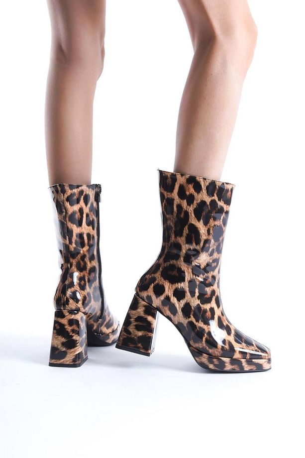 Leopar Desen Rugan Platform Kadın Bot - 4