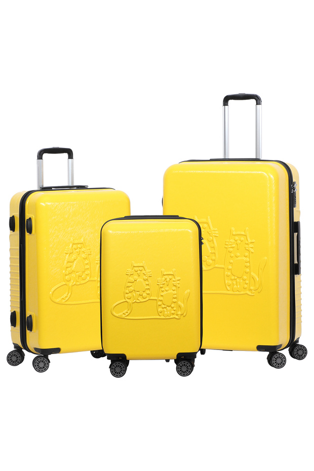 Cats Hardshell Spinner Luggage Set, Yellow, 3 Pcs. 44 - 66 - 99 lbs