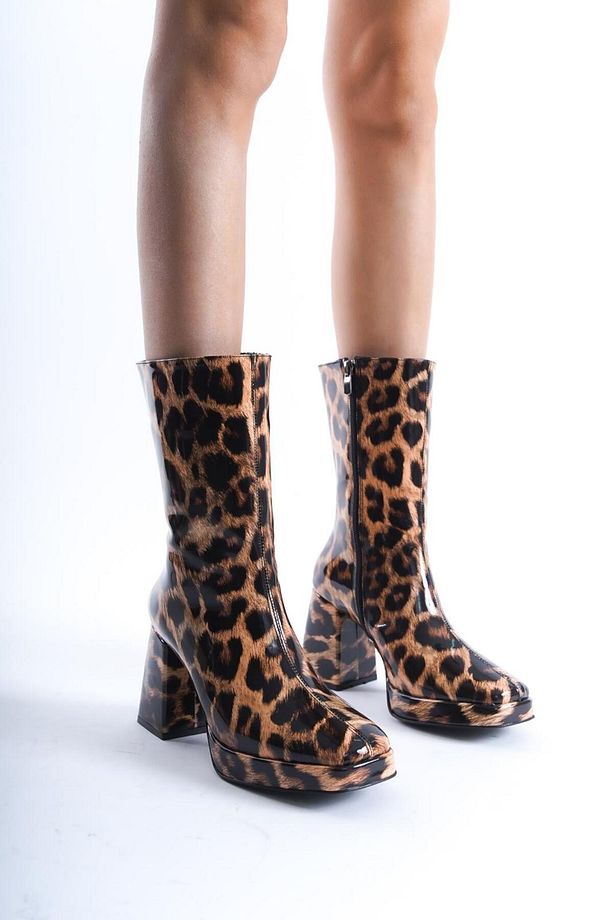 Leopar Desen Rugan Platform Kadın Bot - 2