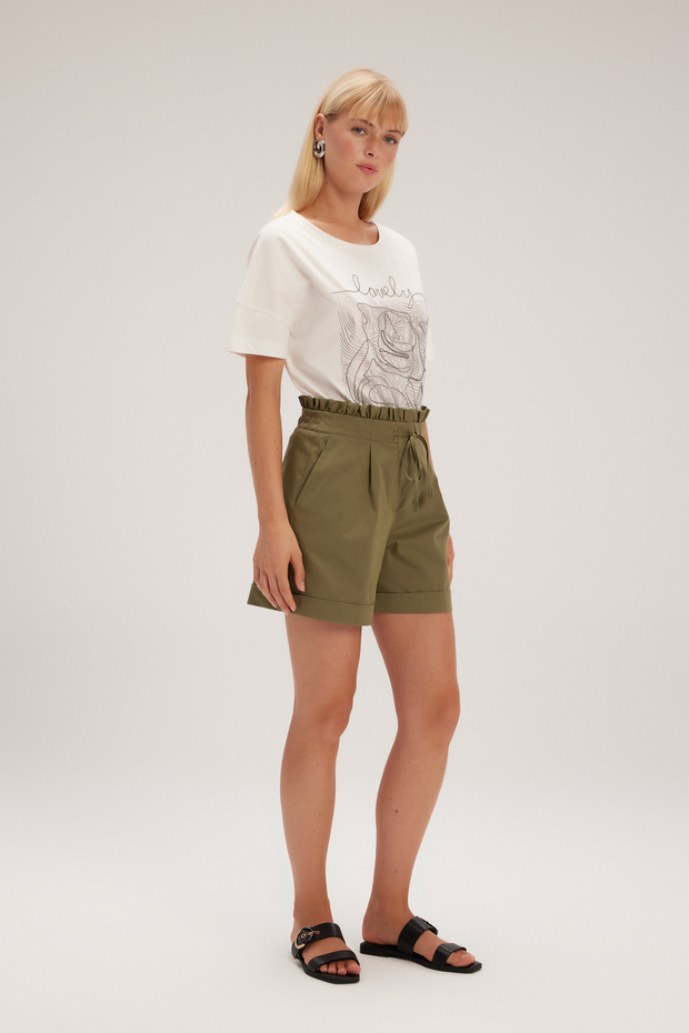 Beli Fırfırlı Önden Bağcıklı Şort - 4