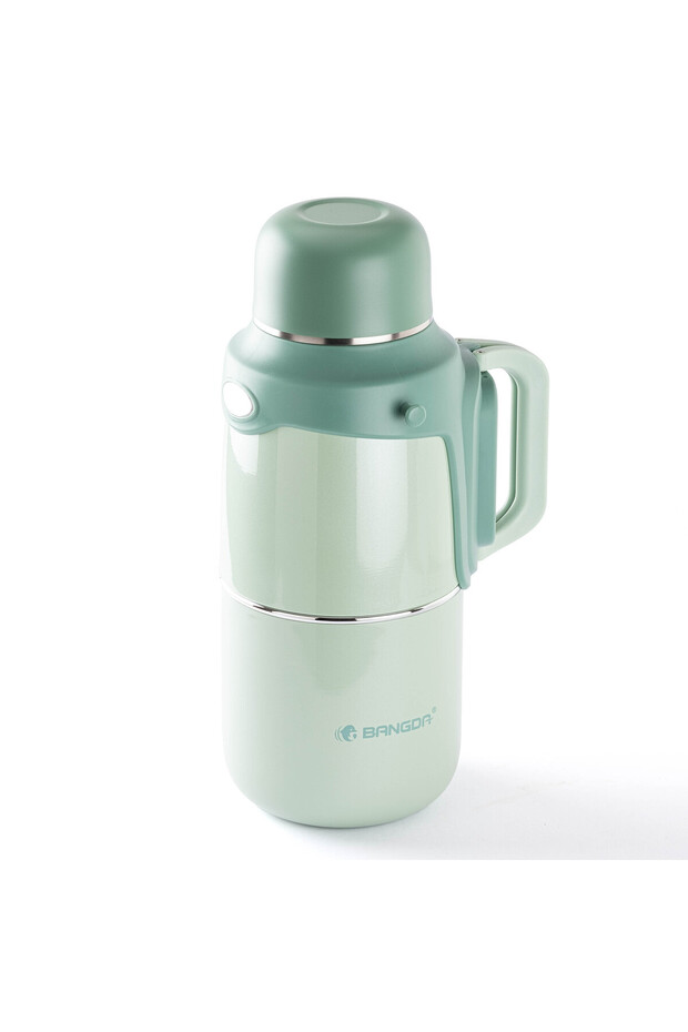 Stainless Steel Thermose with Green Hanger and Bucket 1.5L