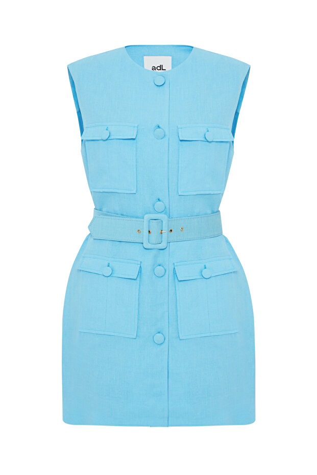 Cepli Keten Elbise - 9