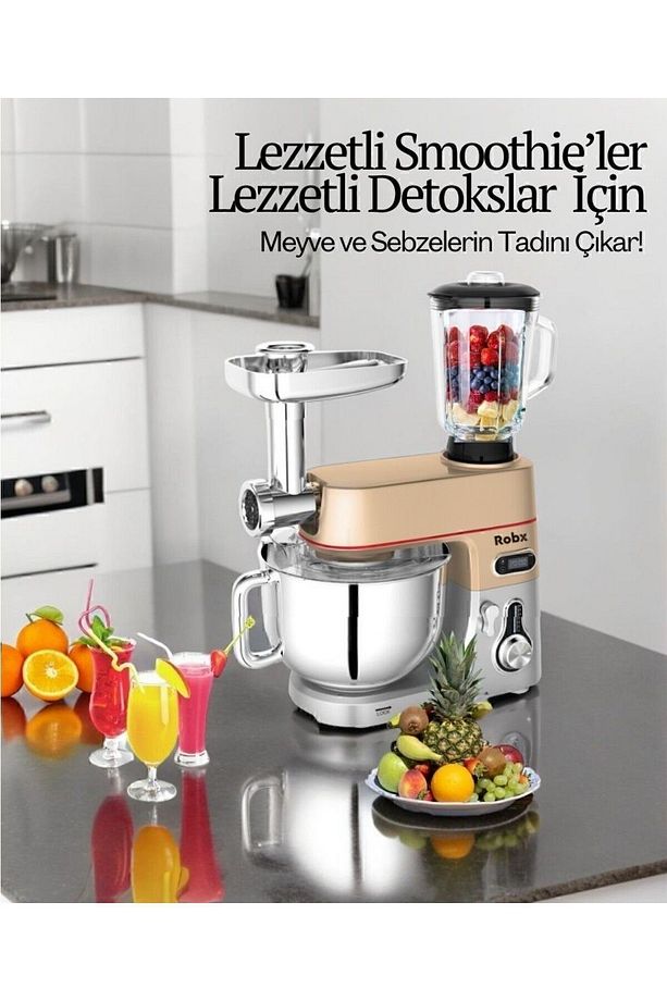 Sr50 Döküm Gövde 7 Litre Içli Köfte Hamur Yoğurma Kıyma Çekme Erişte Blender Çıpıcı mixer Set - 4