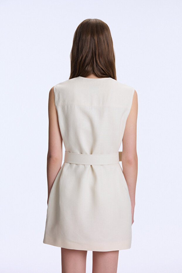 Cepli Keten Elbise - 6