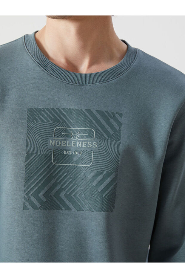 LCWK Bisiklet Yaka Uzun Kollu Baskılı Erkek Kalın Sweatshirt - 3