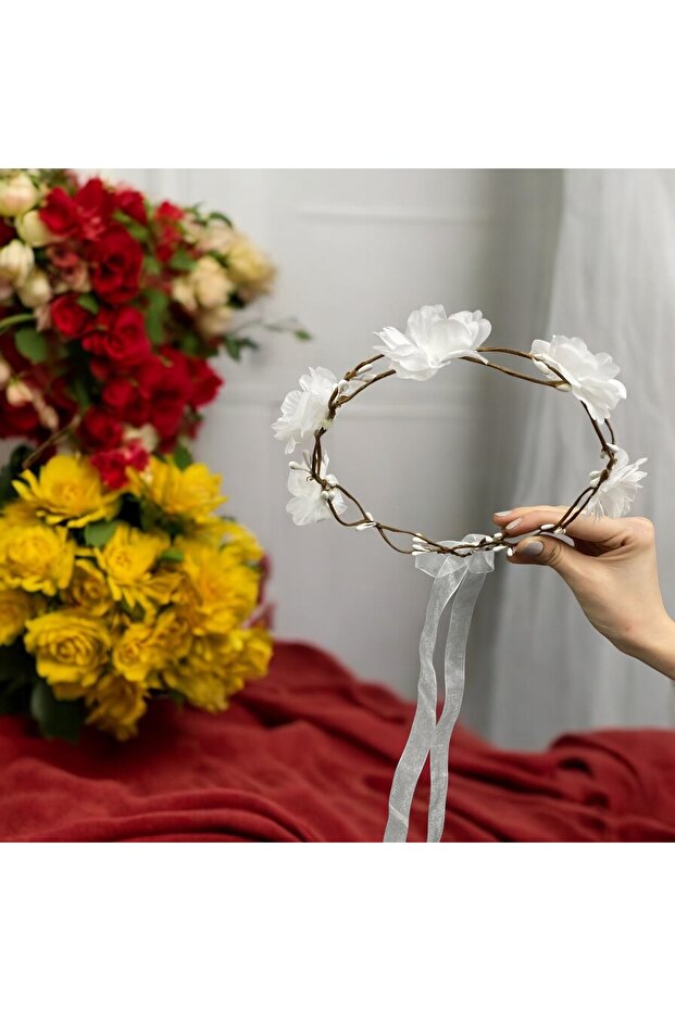 Spring Branched Floral Outside Shooting Bridal Crown Hair Accessory