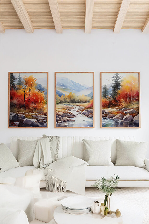 3 Piece 3D Poster Painting Set with Real Wood Frame - Ersy3Set19