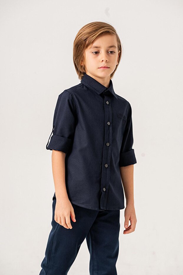 Foldable Long Sleeve Basic Boy's Shirt - 4
