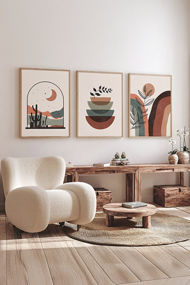 3 Piece 3D Poster Painting Set with Real Wood Frame - Ersy3Set9