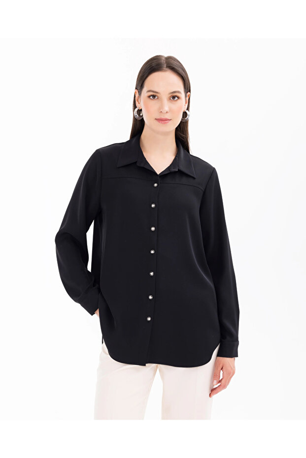 Uzun Kollu Basic Gömlek - 1
