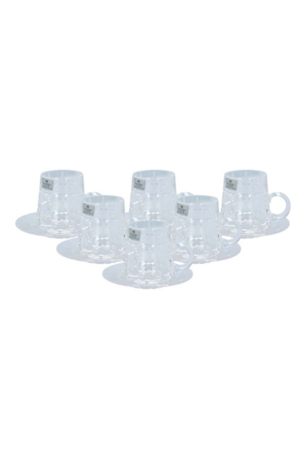 12-Piece Square Pattern Tea and Saucer Set - 1
