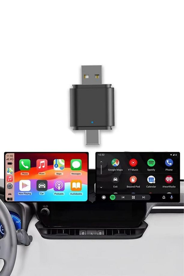 TORİMA TAB06 Mini 2in1 Kablosuz Carplay Usb ve Type-c Uyumlu Araç Multimedya Dönüştürücü Adaptörü - 6